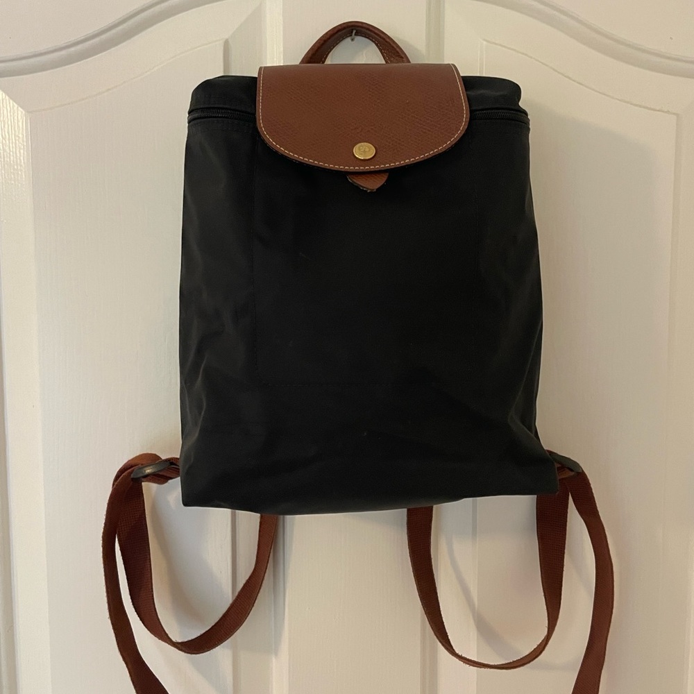 LongChamp Mini Le Pliage Backpack in black